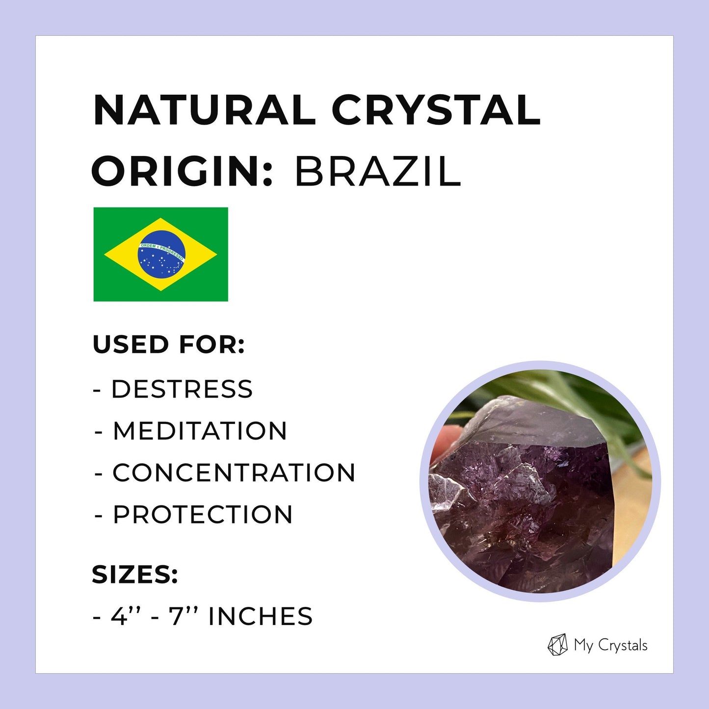 Amethyst Root Point from Brazil (AAA Grade) - Genuine Wand Crystal for Meditation, Crystal Grids, Healing, Reiki Chakra, Altars