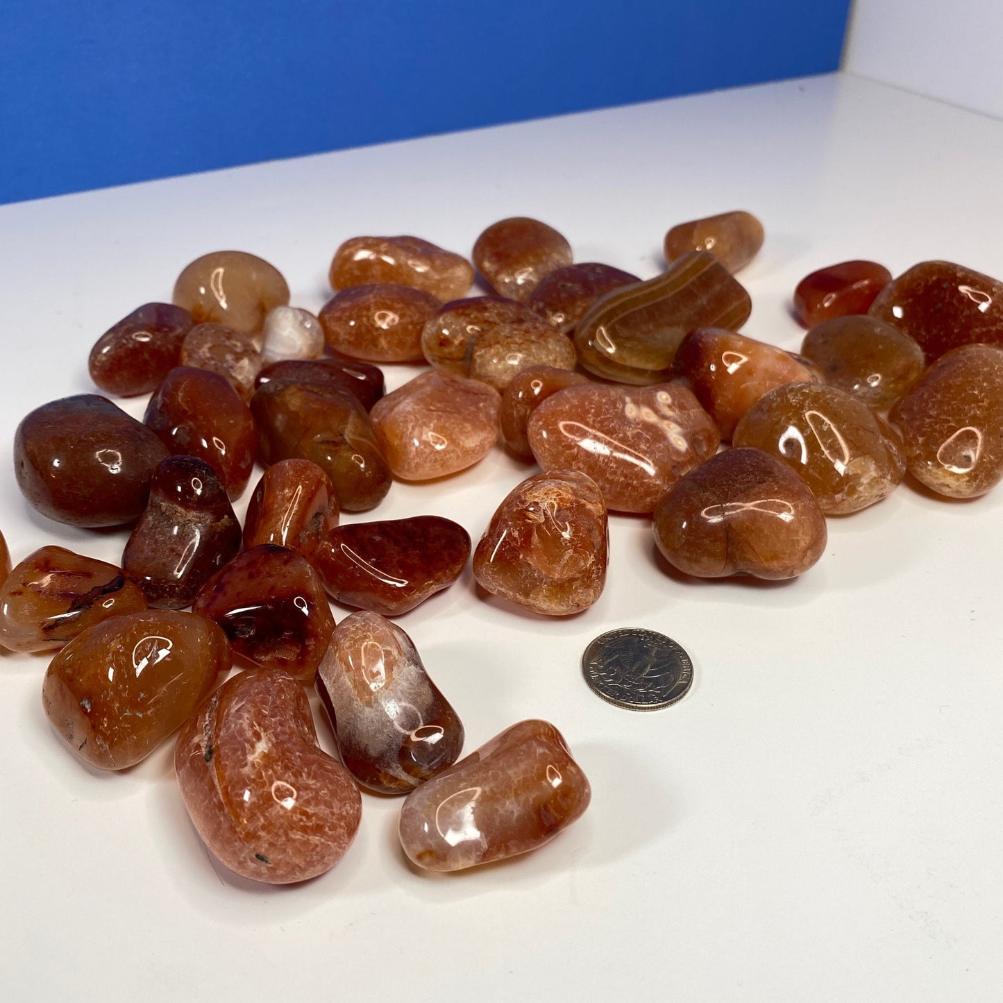 Natural Carnelian Crystal - Orange & Red Tumbled Stone - for Confidence and Motivation - genuine healing stones for root and sacral chakra