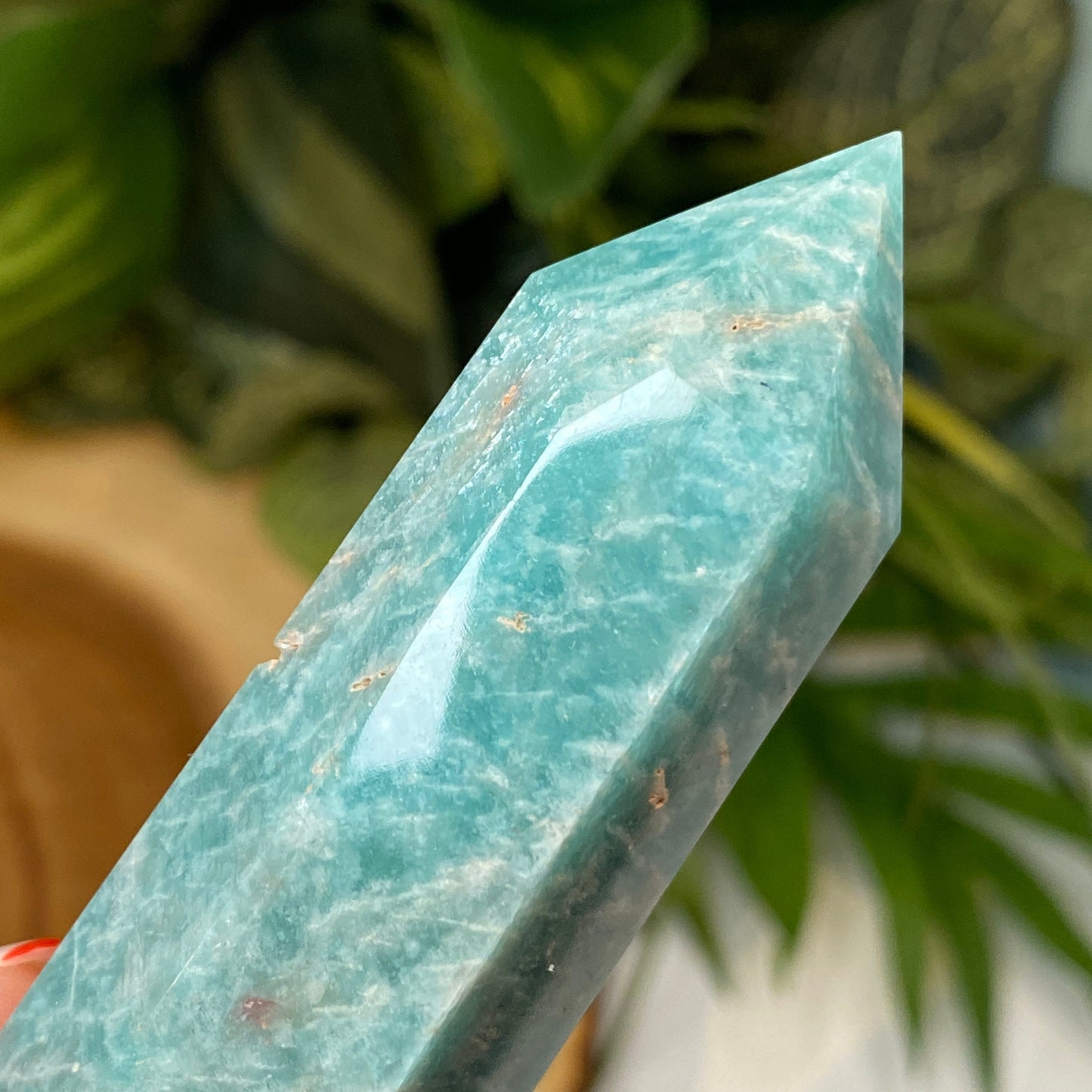 Natural Amazonite Tower Point from Brazil - Genuine Green Crystal for Meditation, Crystal Grids, Healing, Reiki Chakra, Altars, Wand