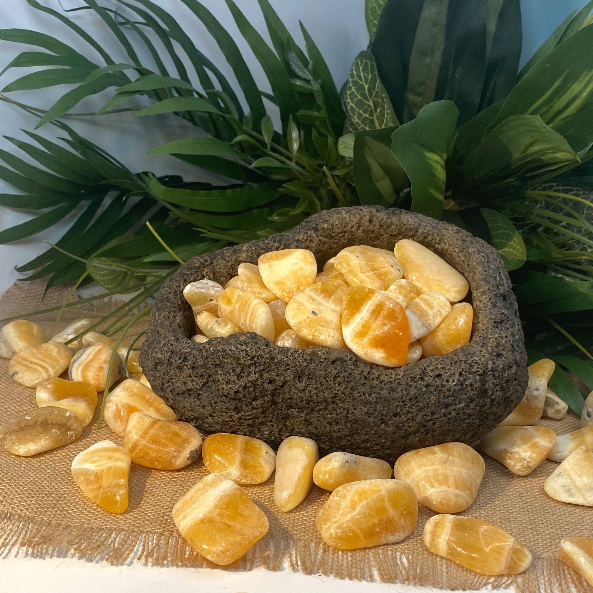Honey Calcite Crystal - Orange Tumbled Stone - Creativity and Motivation Crystals - genuine stones for crown, sacral, solar plexus chakra