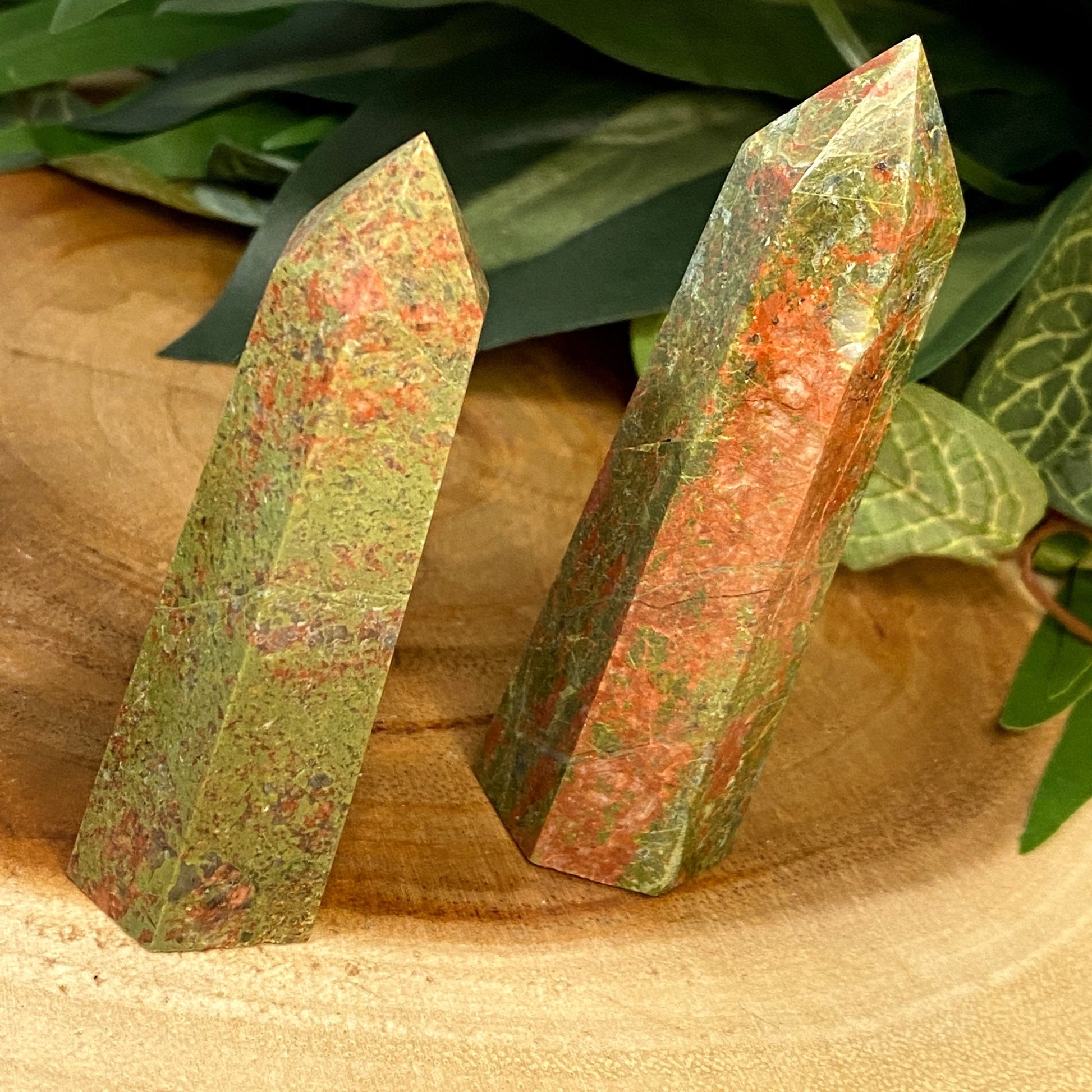 Natural Unakite Tower Point from Brazil - Green Crystal for Meditation, Crystal Grids, Healing, Reiki Chakra, Altars, Wand