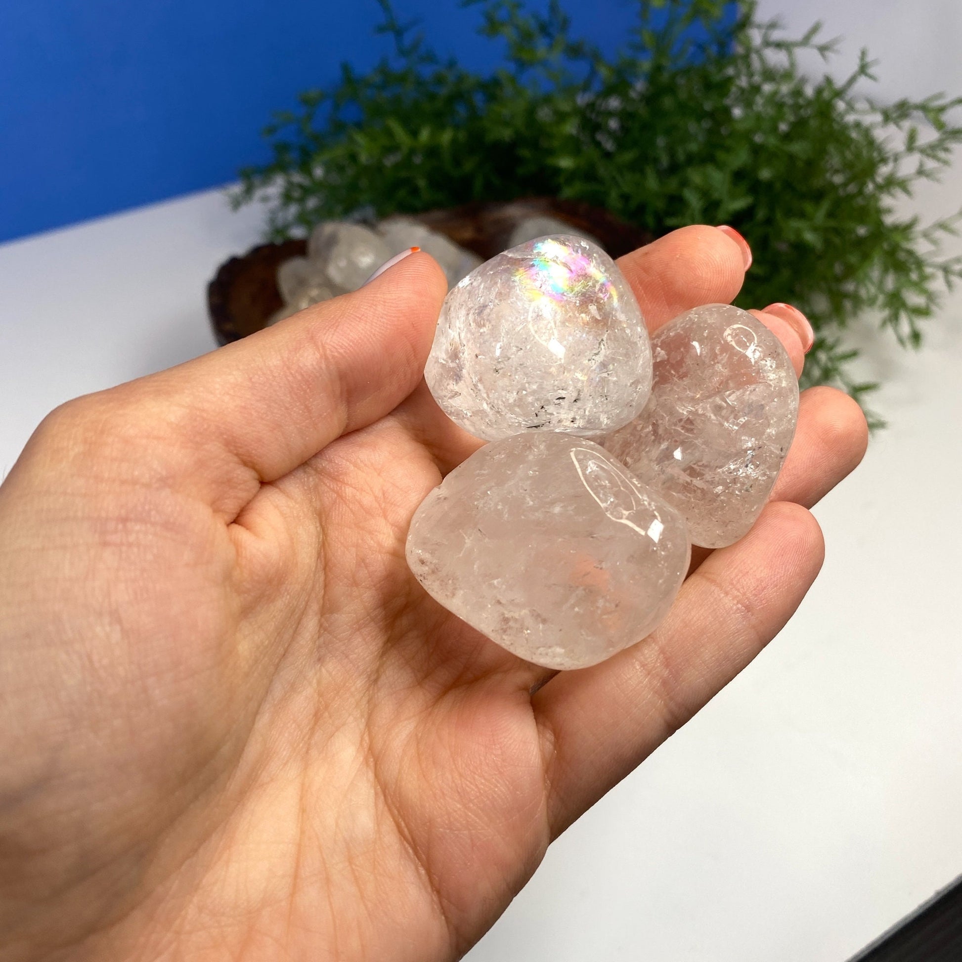 Natural Clear Quartz Crystal - White Tumbled Stone - Protection and Cleansing Crystals - genuine healing stones for all chakras