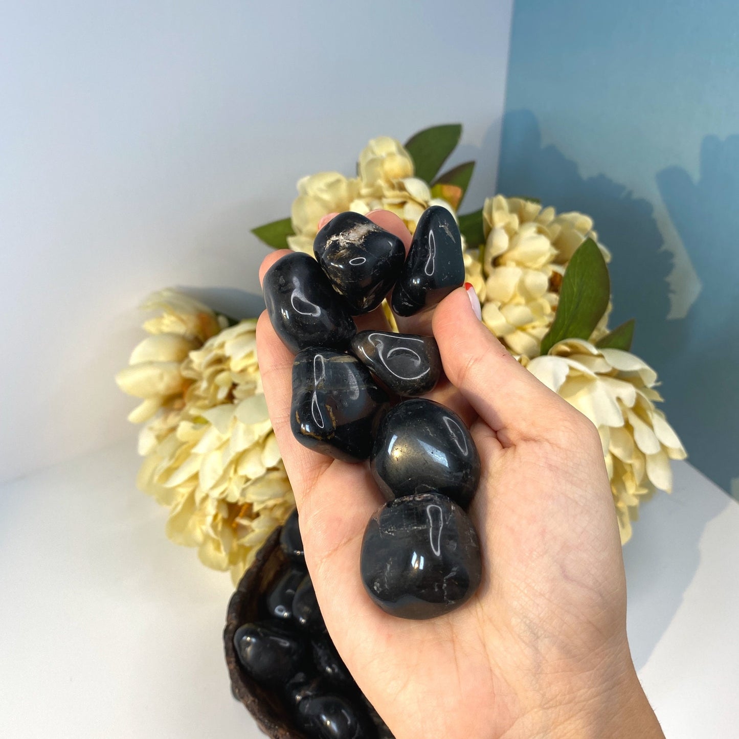 Natural Black Onyx Crystal - Black Tumbled Stone -  Protection and Fortune Crystals - genuine stones for root chakra