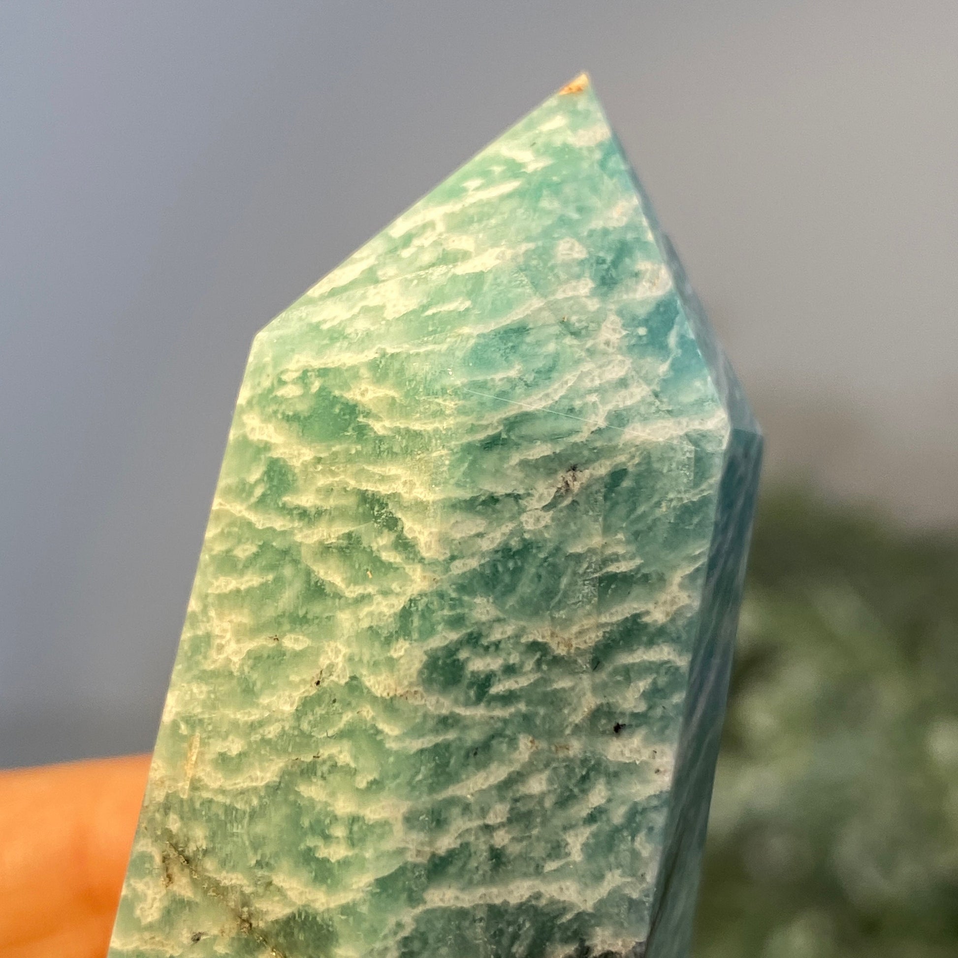Natural Amazonite Tower Point from Brazil - Genuine Green Crystal for Meditation, Crystal Grids, Healing, Reiki Chakra, Altars, Wand
