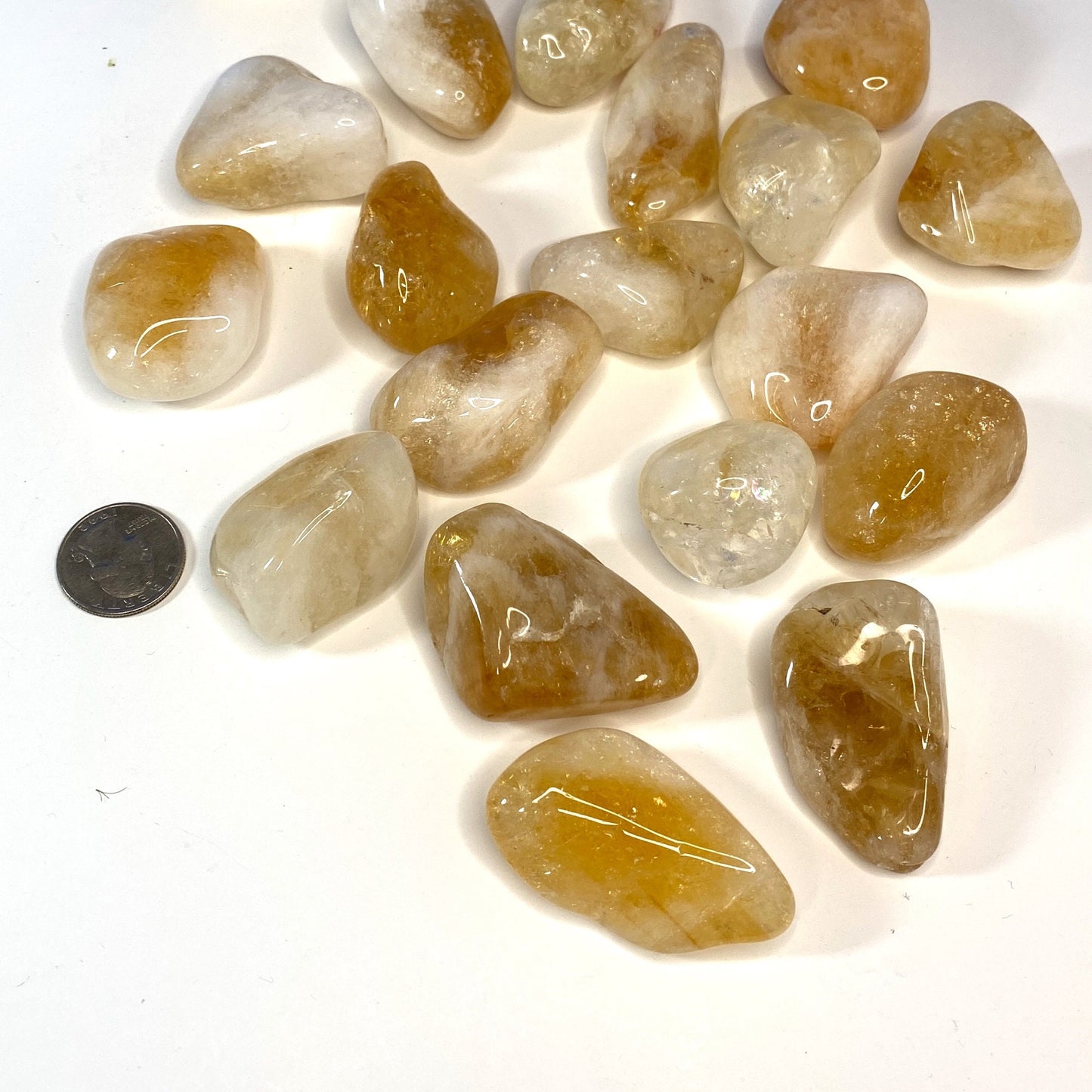 Natural Citrine Crystal - Yellow Tumbled Stone - Abundance and Happiness Crystals - genuine stones for crown, sacral, solar plexus chakra