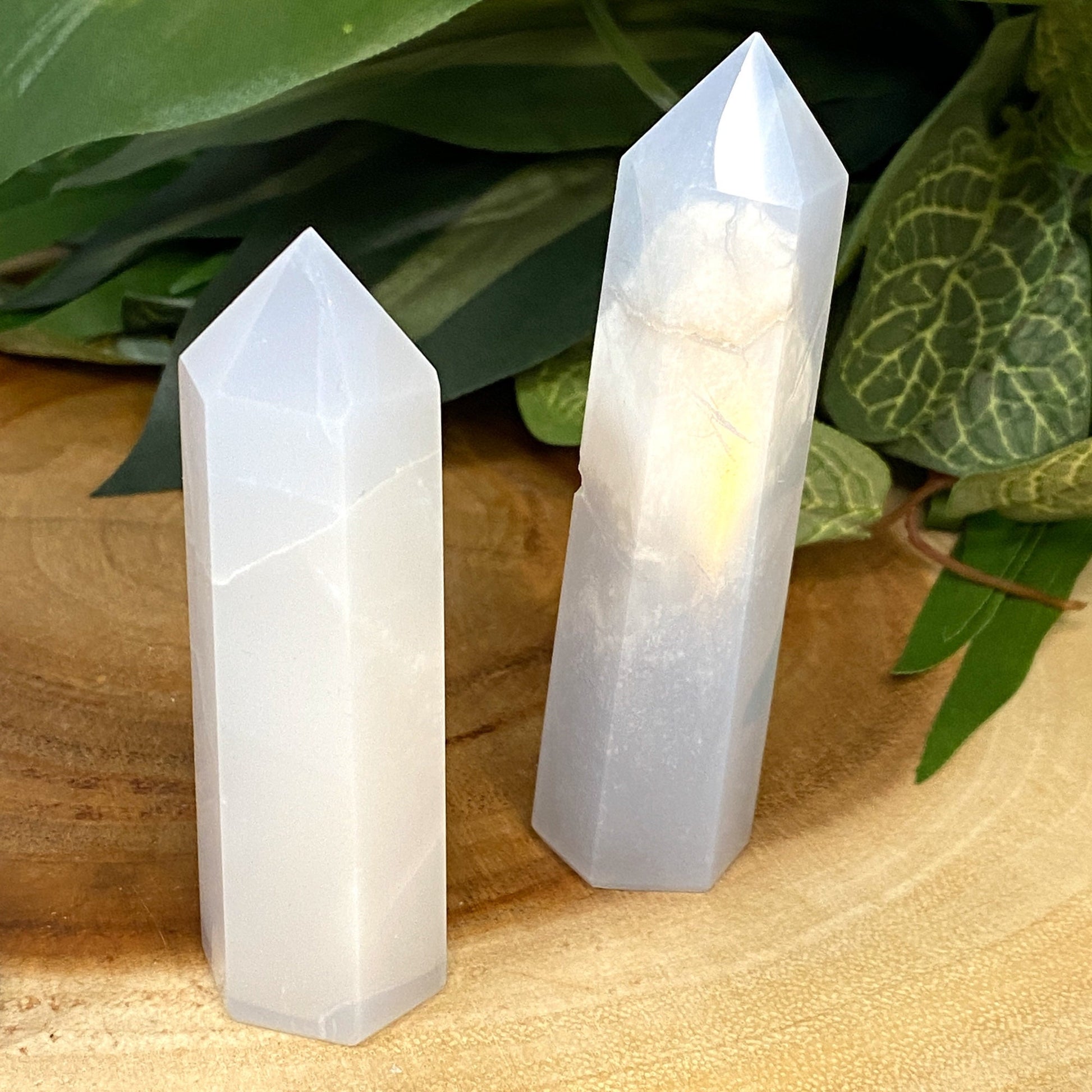 Natural Blue Chalcedony Tower Point from Turkey - Blue Crystal for Meditation, Crystal Grids, Healing, Reiki Chakra, Altars, Wand