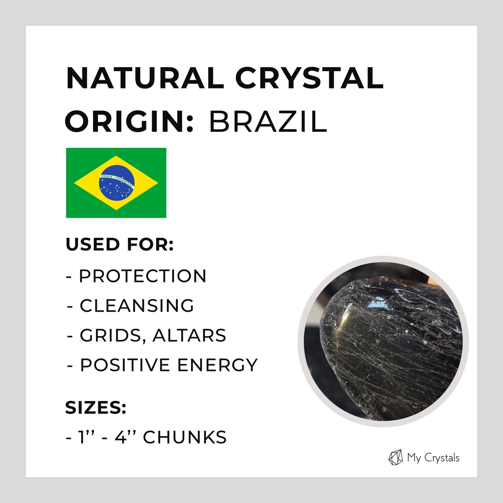 Natural Black Tourmaline Crystal - Black Tumbled Stone -  Grounding and Protection Crystals - genuine stones for root chakra