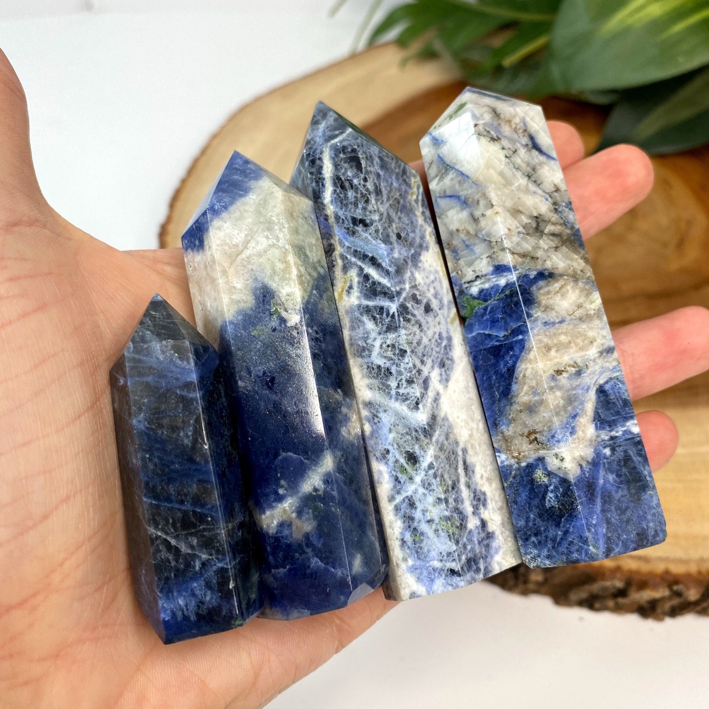 Natural Sodalite Tower Point from Brazil - Blue Crystal for Meditation, Crystal Grids, Healing, Reiki Chakra, Altars, Wand
