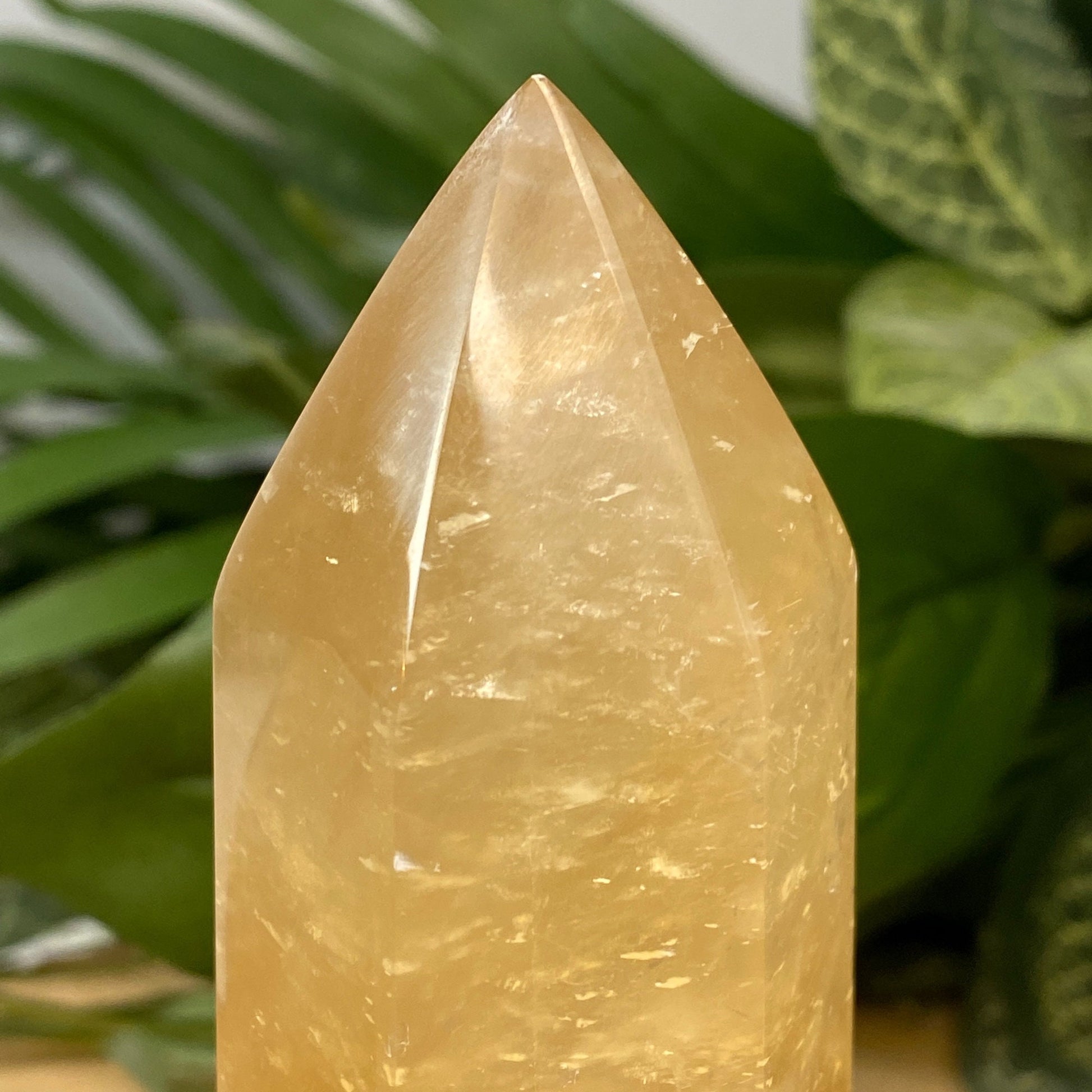 Natural Honey Calcite Tower Point from Mexico - Yellow Crystal for Meditation, Crystal Grids, Healing, Reiki Chakra, Altars, Wand