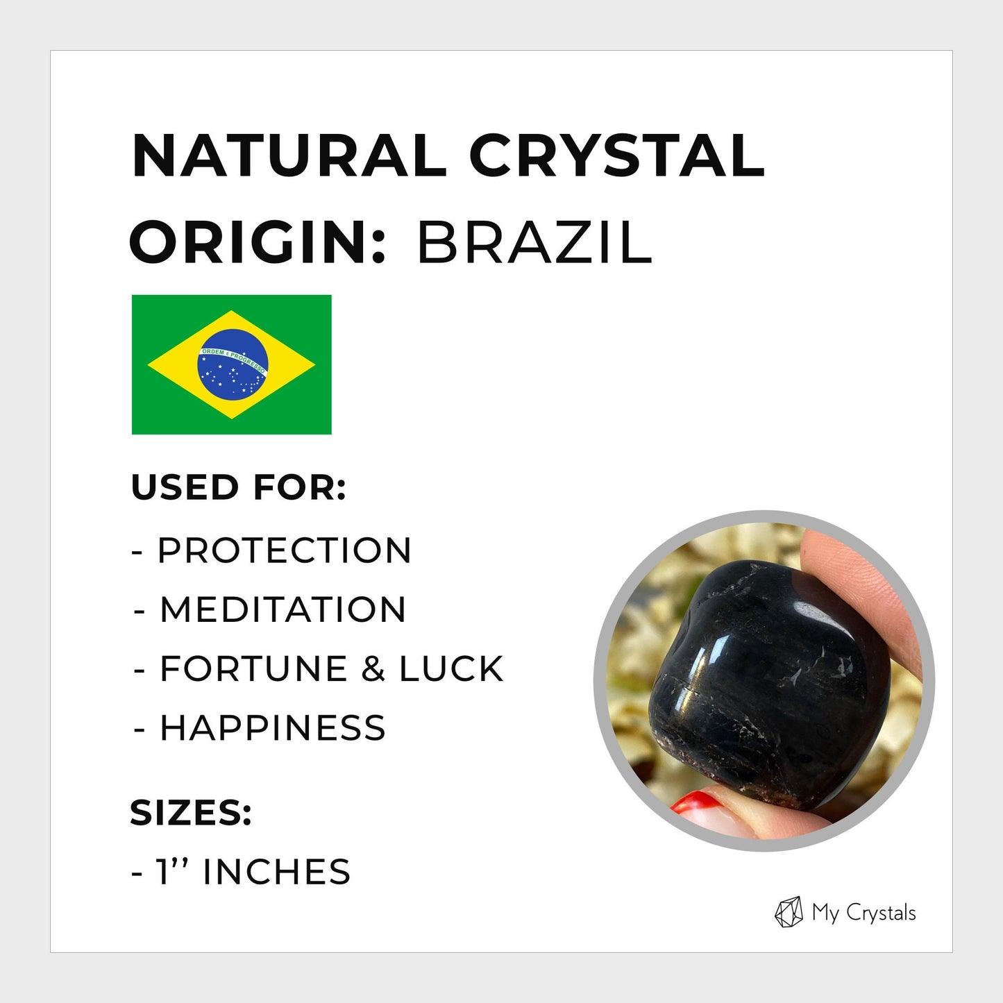 Natural Black Onyx Crystal - Black Tumbled Stone -  Protection and Fortune Crystals - genuine stones for root chakra
