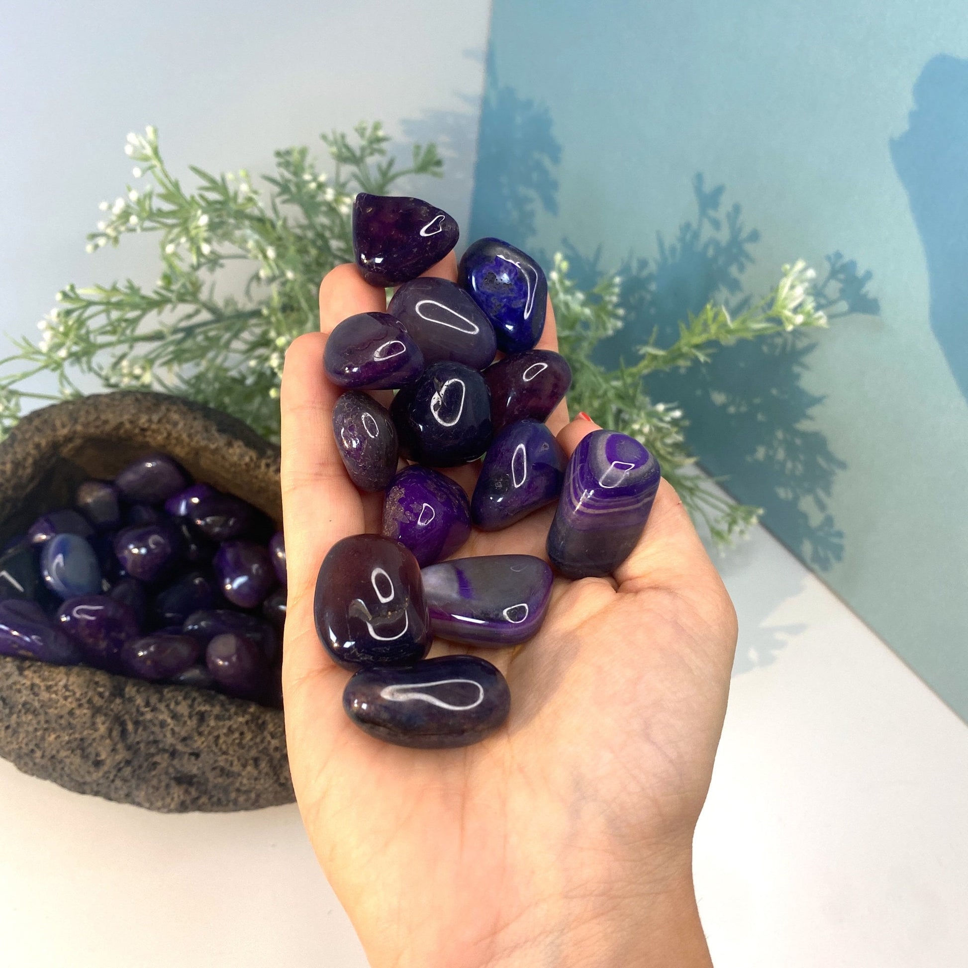 Natural Purple Agate Crystal - Purple Tumbled Stone -  Creativity and Positivity Crystals - genuine stones for heart, crown chakra