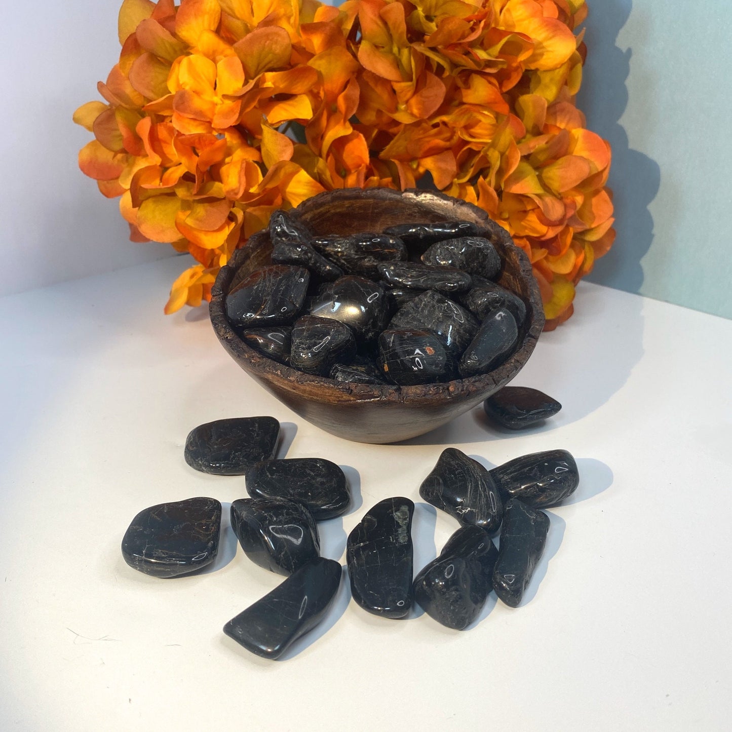 Natural Black Tourmaline Crystal - Black Tumbled Stone -  Grounding and Protection Crystals - genuine stones for root chakra